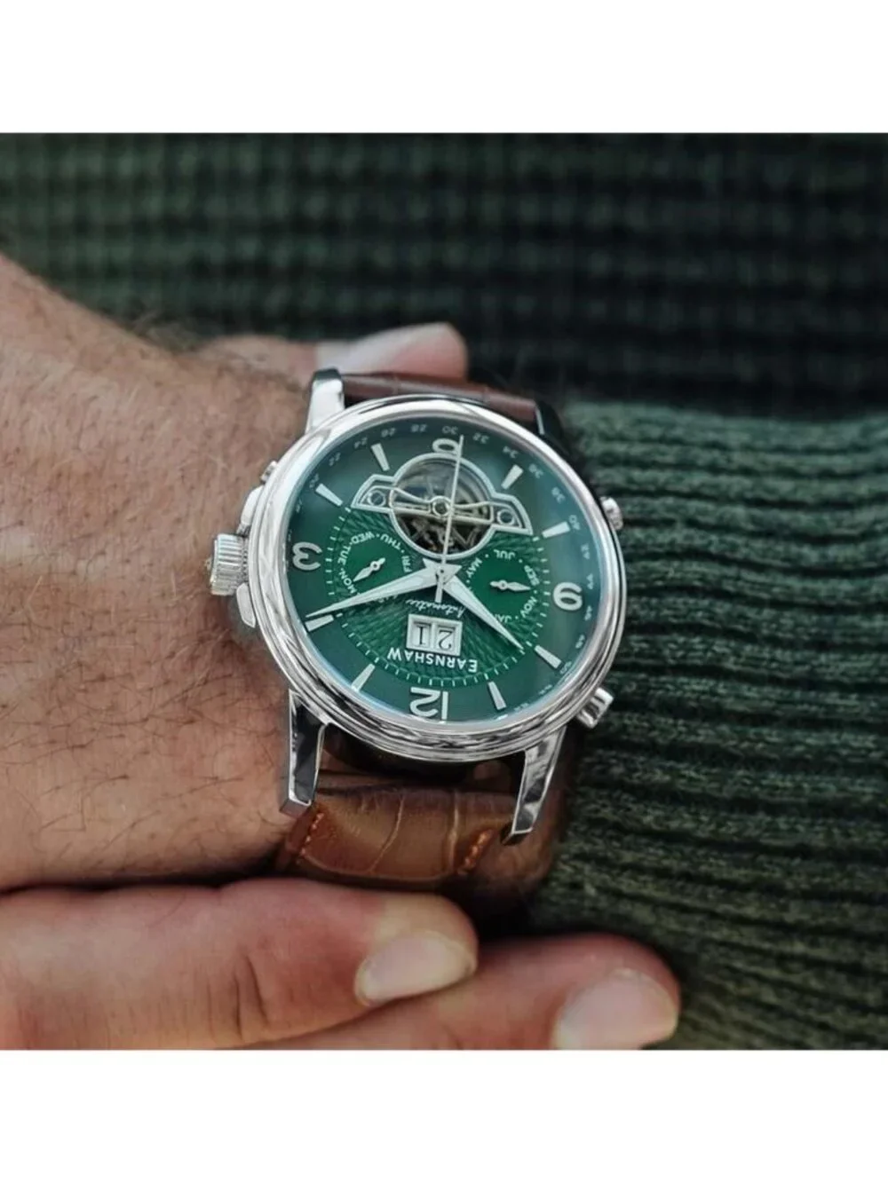 NWT Thomas Earnshaw Marylebone Green Dial Men's Watch